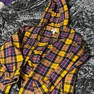 LL Bean Zip Up Hooded Flannel- 1X
